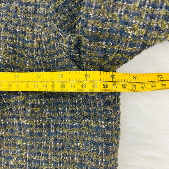 NWT Talbots Wool/Alpaca/Metallic Blend Blazer Olive/Navy Blue Fabric Knit Italy - Picture 13 of 15